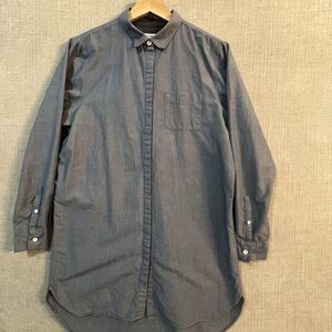 Lacoste FR38 Men’s Chambray Shirt Hidden Placket Tonal Croc Longline